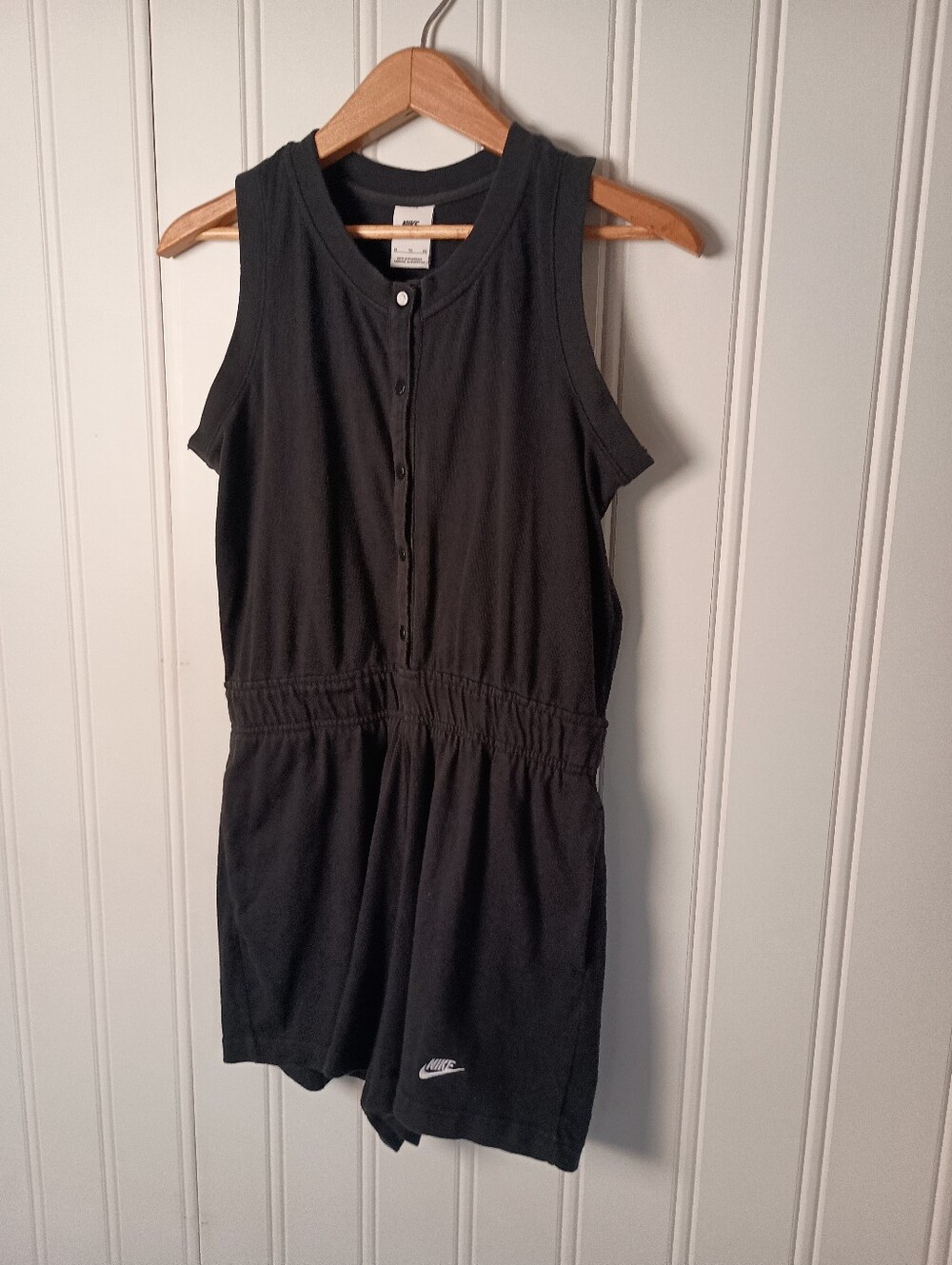Nike- Black Button-Front Sleeveless Romper- Size S